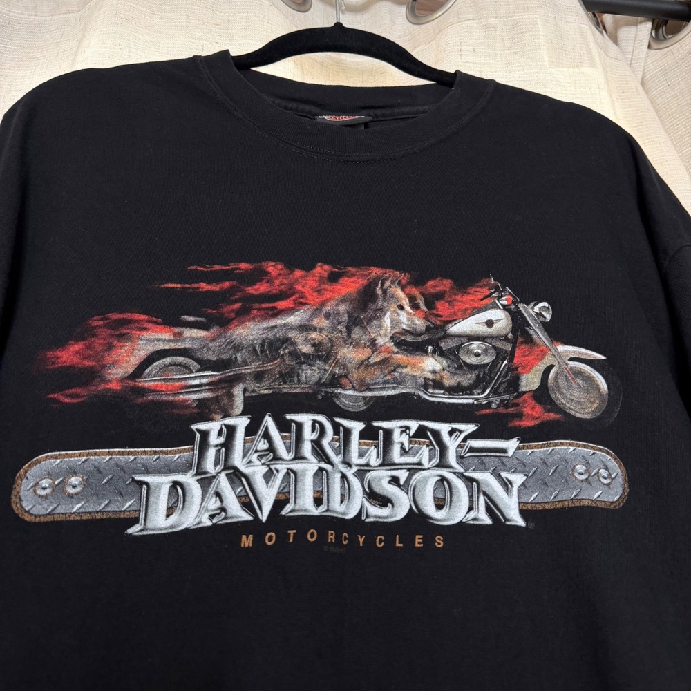 Y2K Vintage Harley-Davidson Shirt Wolf Motorcycle New Orleans French Quarter XL